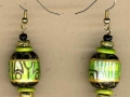 Earrings made from recycled car seat beads.