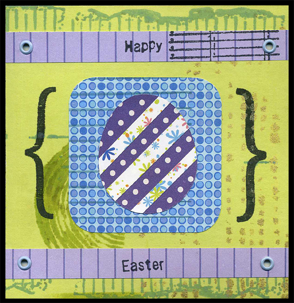 Easter card with rubber stamped and stenciled decoration