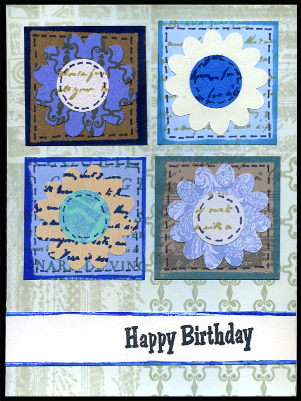 Flowered Card in Shades of Blue