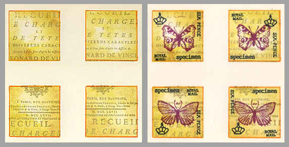 faux postage with butterflies
