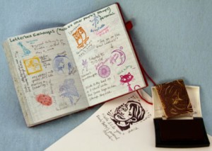 Letterboxing logbook and stamp