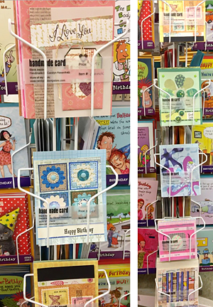 Carolyn's cards on the rack at Schnarr's Ladue