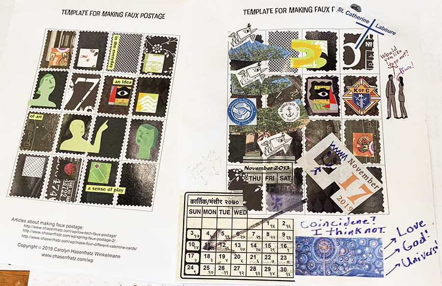 Paper collage on the template sheet