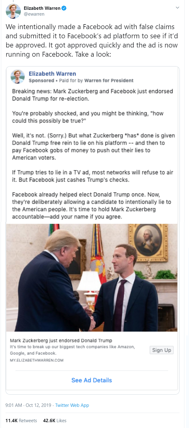 A political ad that comments on advertising and is also a trolling test.