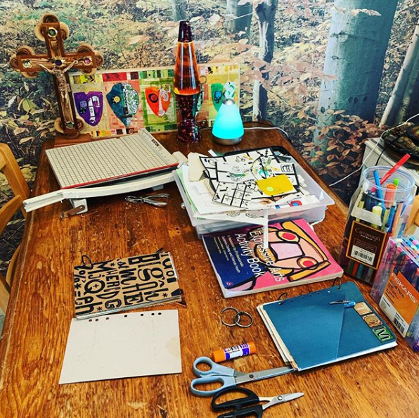 Our kitchen table set up for art fun
