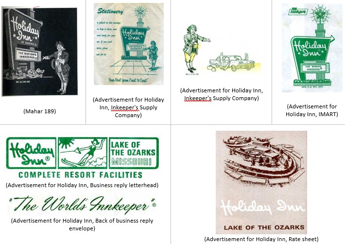 Various Holiday Inn trademarks, mostly from the 1970s.