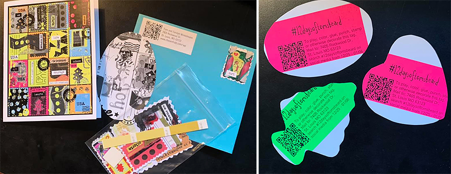 Greeting cards with materials inviting participation in #12daysoftomsbeard