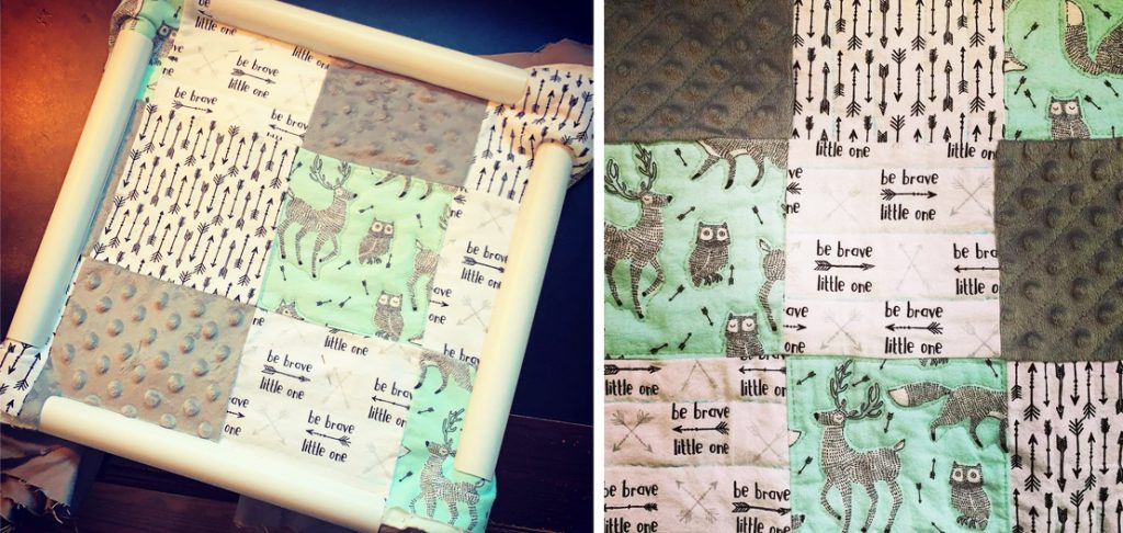 Practicing on remnants of a baby quilt project.