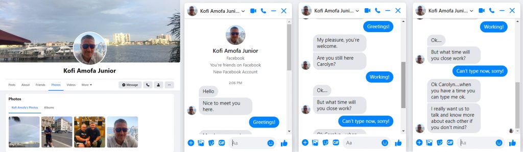 An example of trolling on Facebook to instigate a Romance Scam.