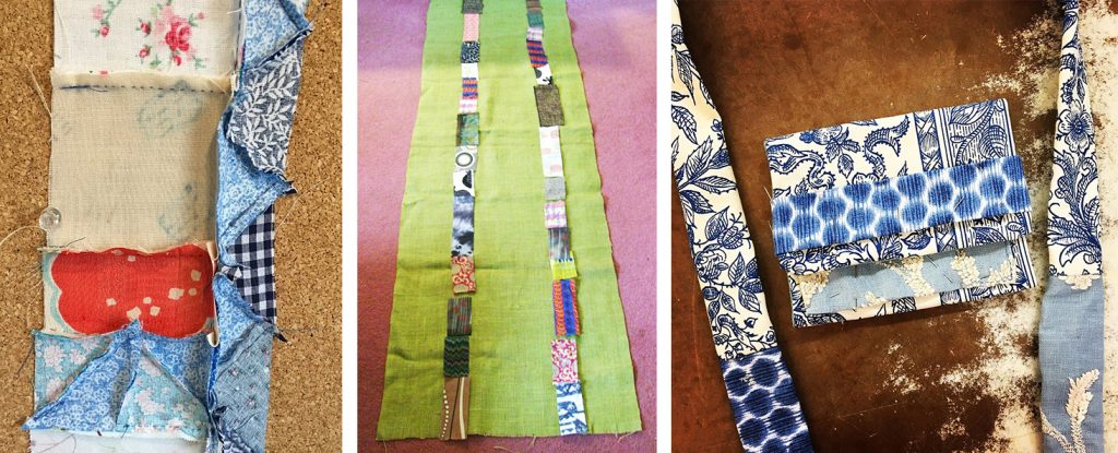 Experimental projects using fabric scraps.
