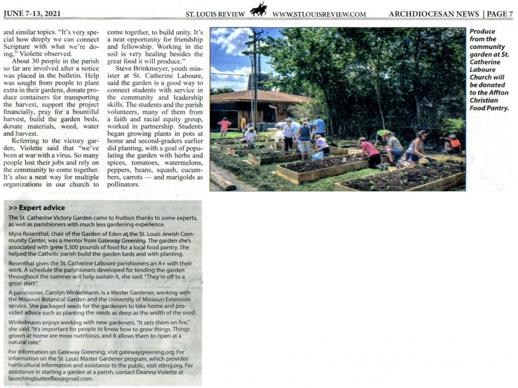 Clipping from St. Louis Review, June 7-13 2021 edition, page 7
