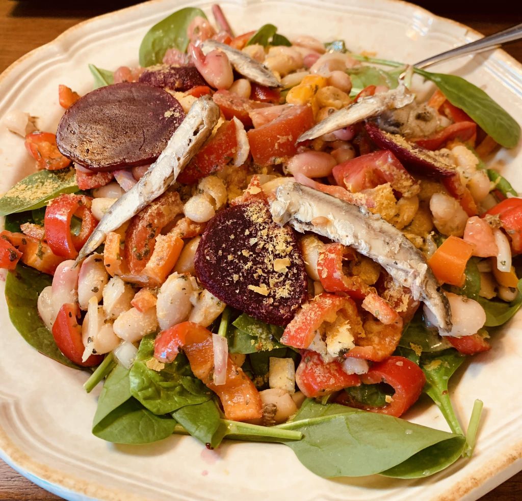 Beet and White Bean Salad with Sardines