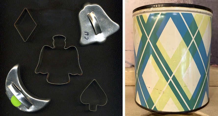 Vintage metal cookie cutters and tin