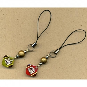 Route 66 cell phone charms made of rubber stamped shrink plastic..