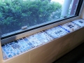 Here are the tiles installed in my windowsill and grouted.